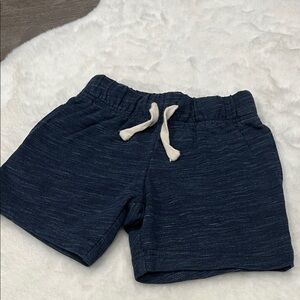 The Children's Place Navy Heather Knit Shorts with Cream Drawstring